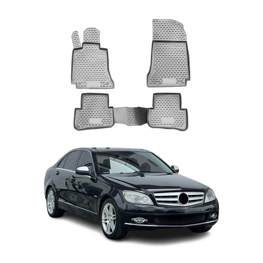 Covorașe auto Mercedes Clasa C W204 2008-2014, gri, set 4 piese