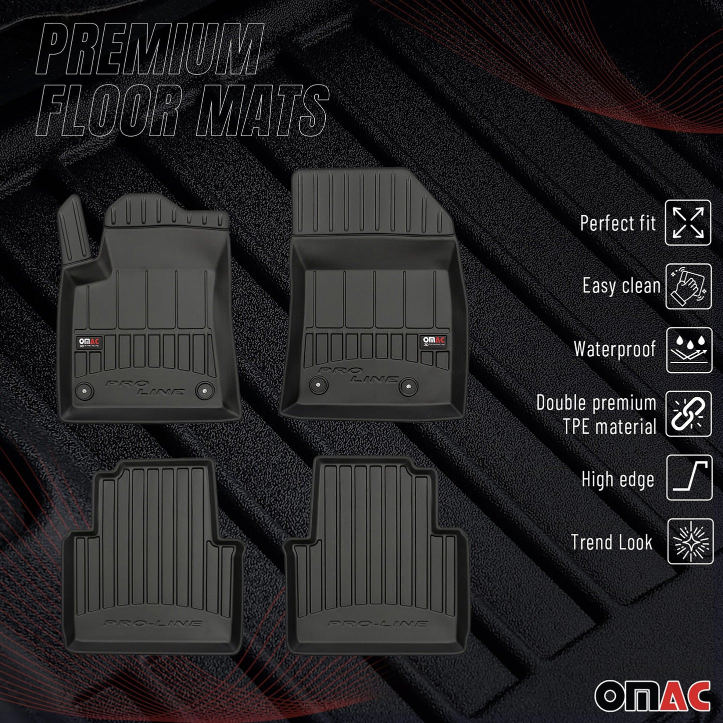 2017-2024 Citroen C3 Aircross Fußmatten TPE Schwarz 4 tlg