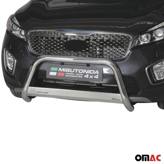 Bară de protecție/buton față pentru Kia Sorento 2015-2018 ø63mm oțel argintiu protecție
