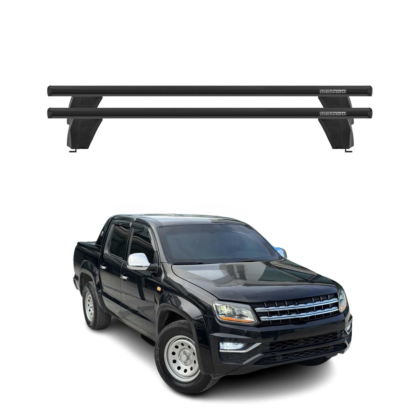Menabo Dachträger Grundtäger für VW Amarok mk1 2010-2016 Pre-FL 75kg Alu Schwarz