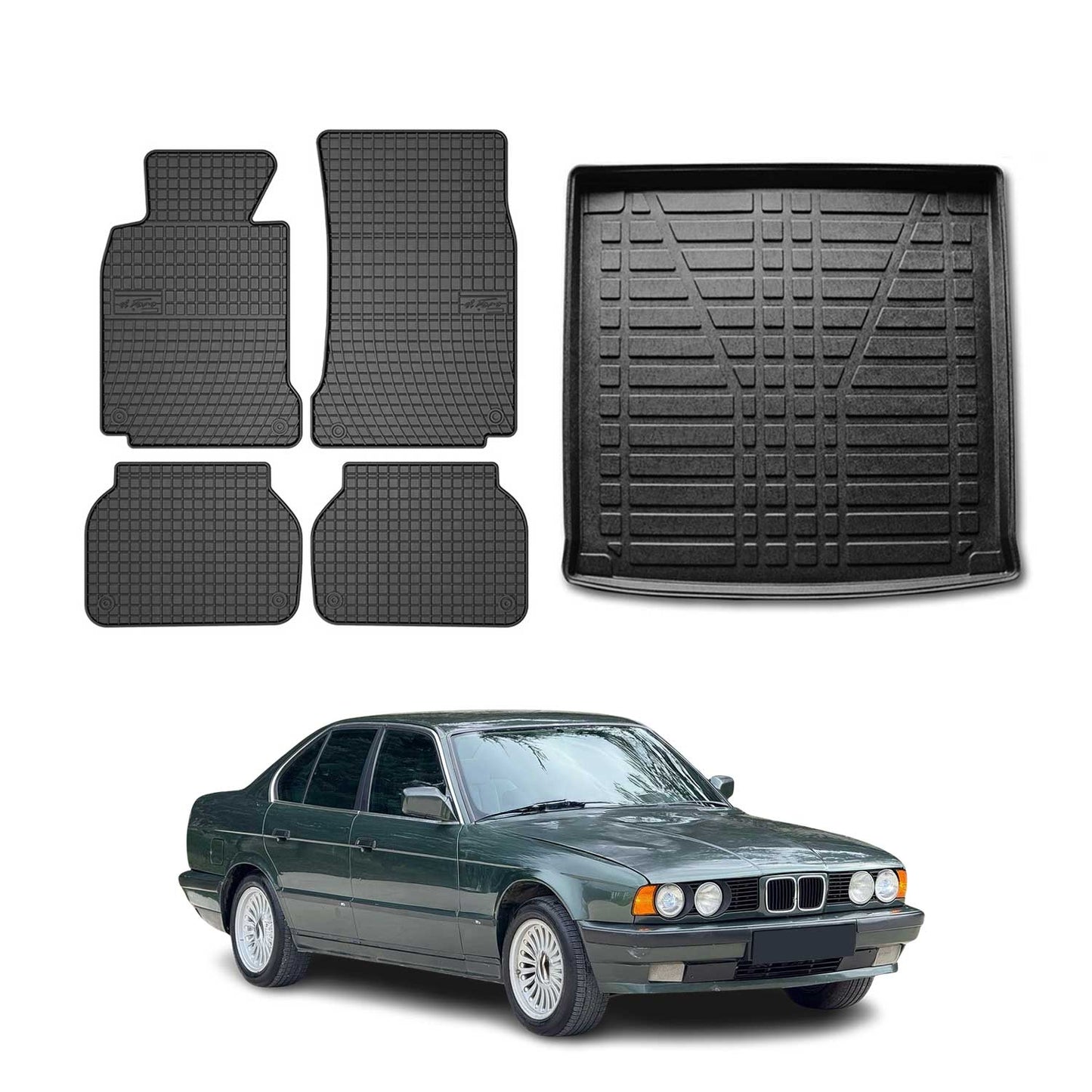 Fußmatten & Kofferraumwanne Set für BMW 5er Touring E39 1995-2003 Gummi 5x