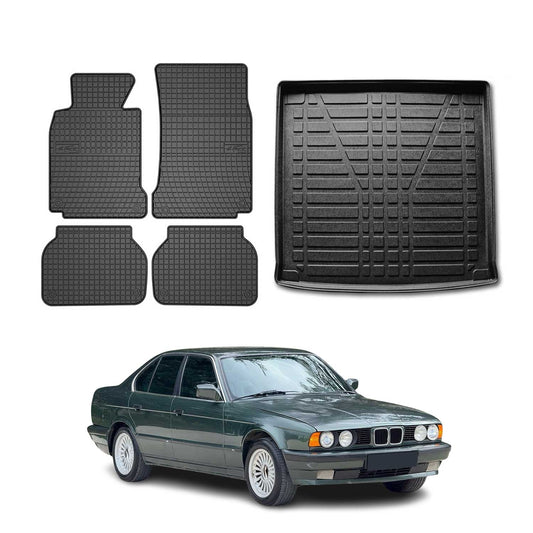 Fußmatten & Kofferraumwanne Set für BMW 5er Touring E39 1995-2003 Gummi 5x