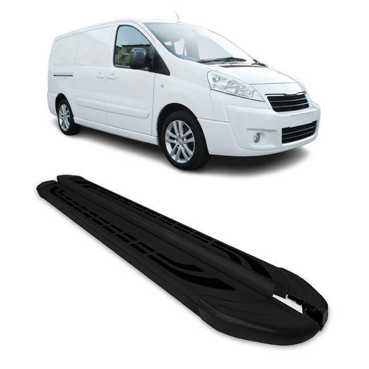 Trittbretter Seitenschweller für Peugeot Expert 2007-2016 L2 Langer Alu Schwarz