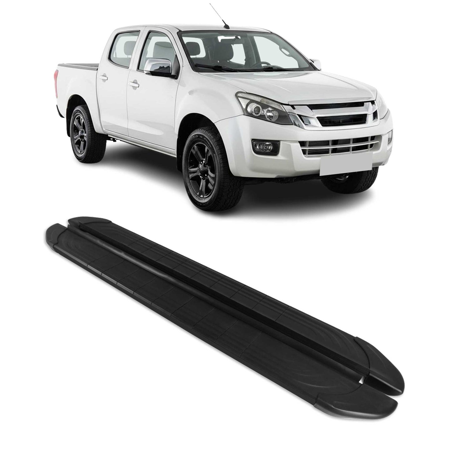 Trittbretter Seitenschweller für Isuzu D-Max DoubleCab 2012-2019 Alu Schwarz 2x