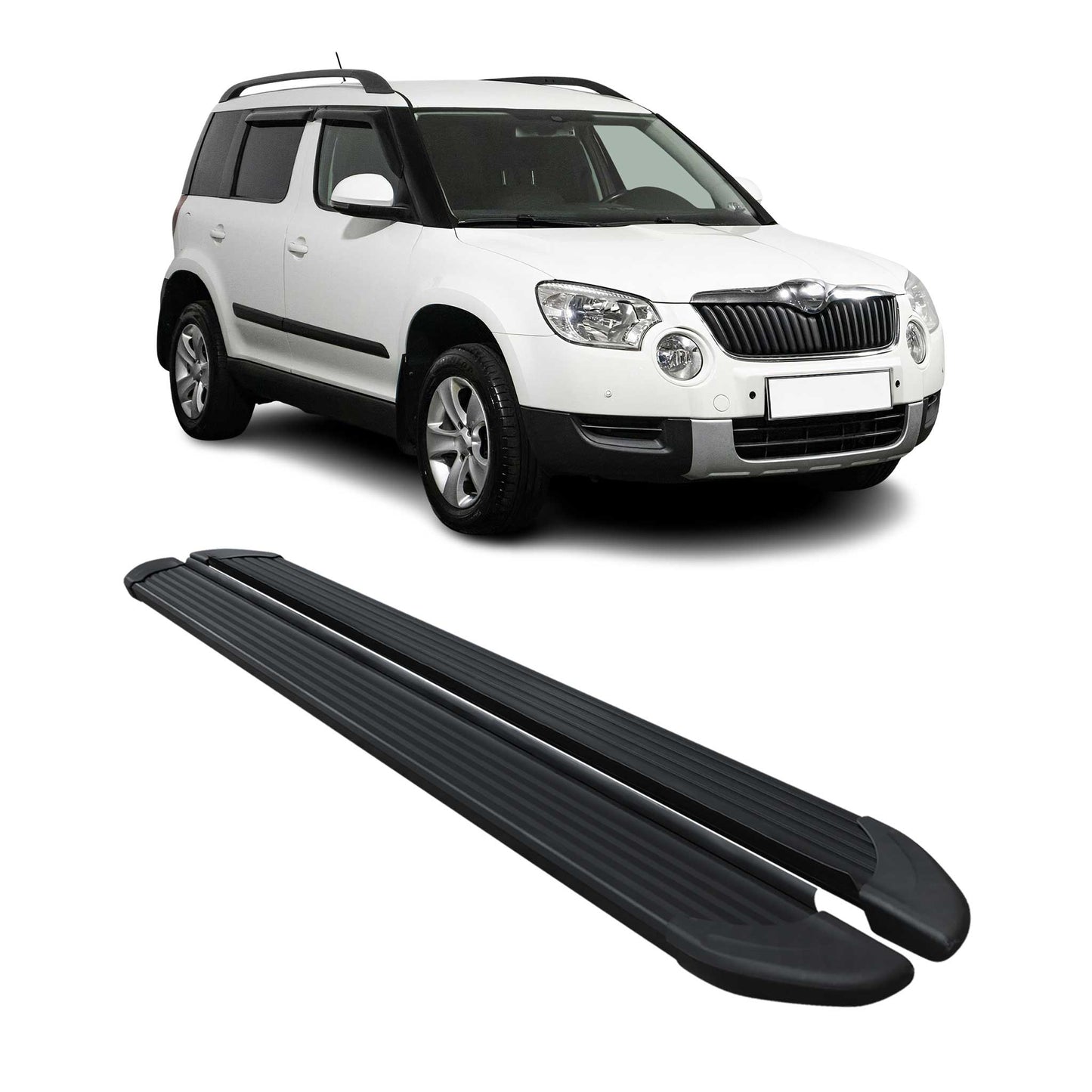 Seitenschweller Trittbretter Schweller für Skoda Yeti 2010-2017 Alu Schwarz