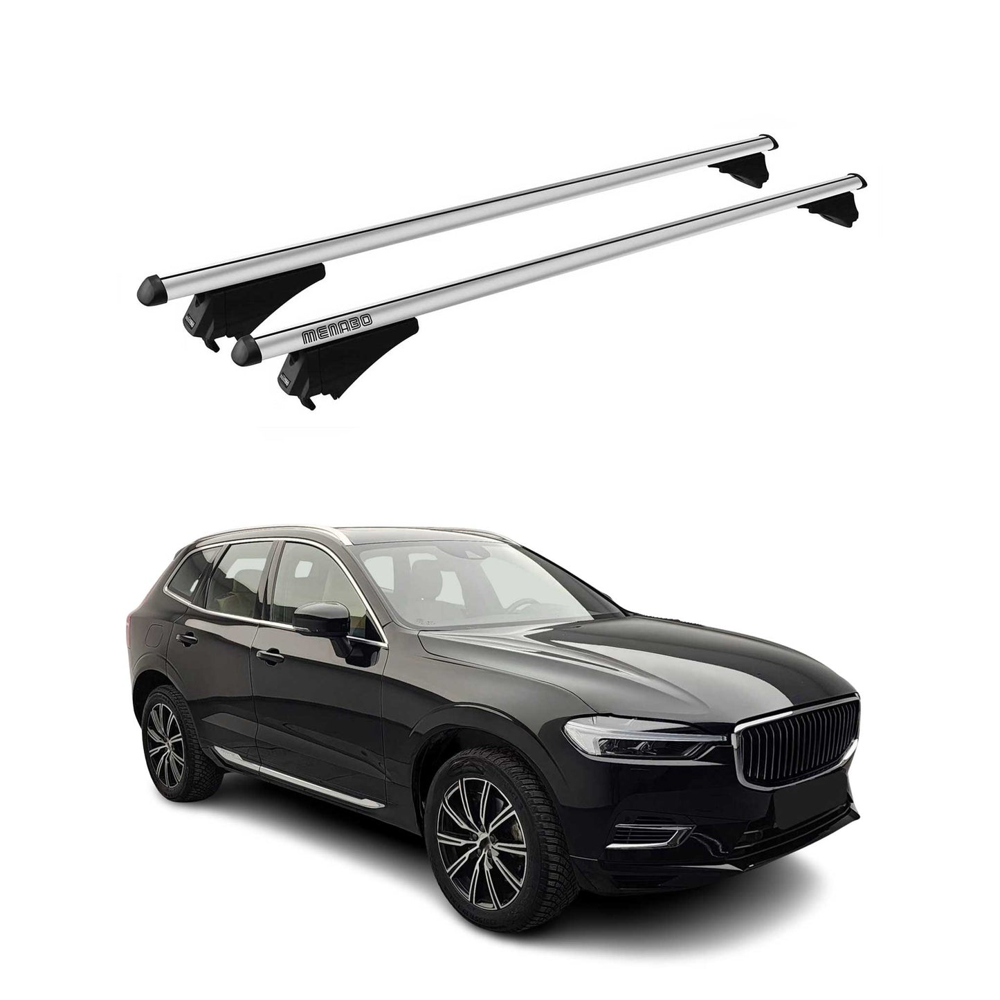 Menabo Dachträger Grundtäger für Volvo XC60 mk2 2017-2025 75kg Alu Silber 2 tlg