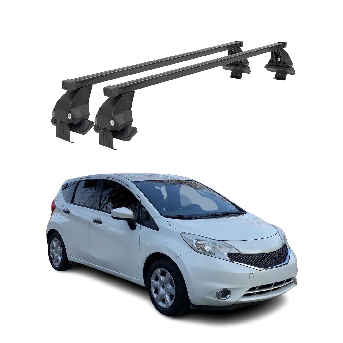 Menabo Dachträger Grundtäger für Nissan Note 2012-2017 50kg Stahl Schwarz 2 tlg