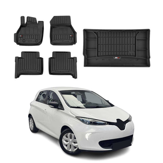 OMAC Fußmatten & Kofferraumwanne Set für Renault Zoe 2012-2025 Gummi Schwarz 5x