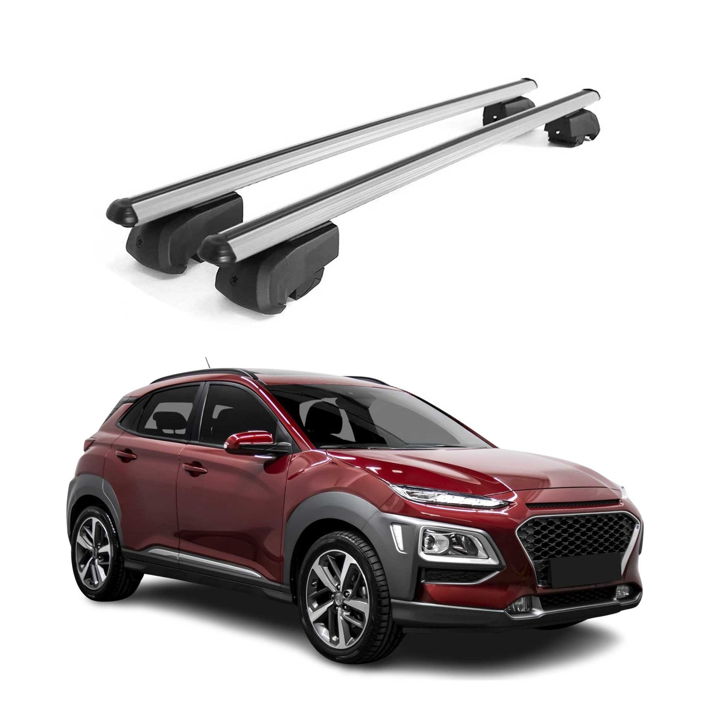 Dachträger Gepäckträger für Hyundai Kona 2017-2023 Querträger ABE Alu Grau