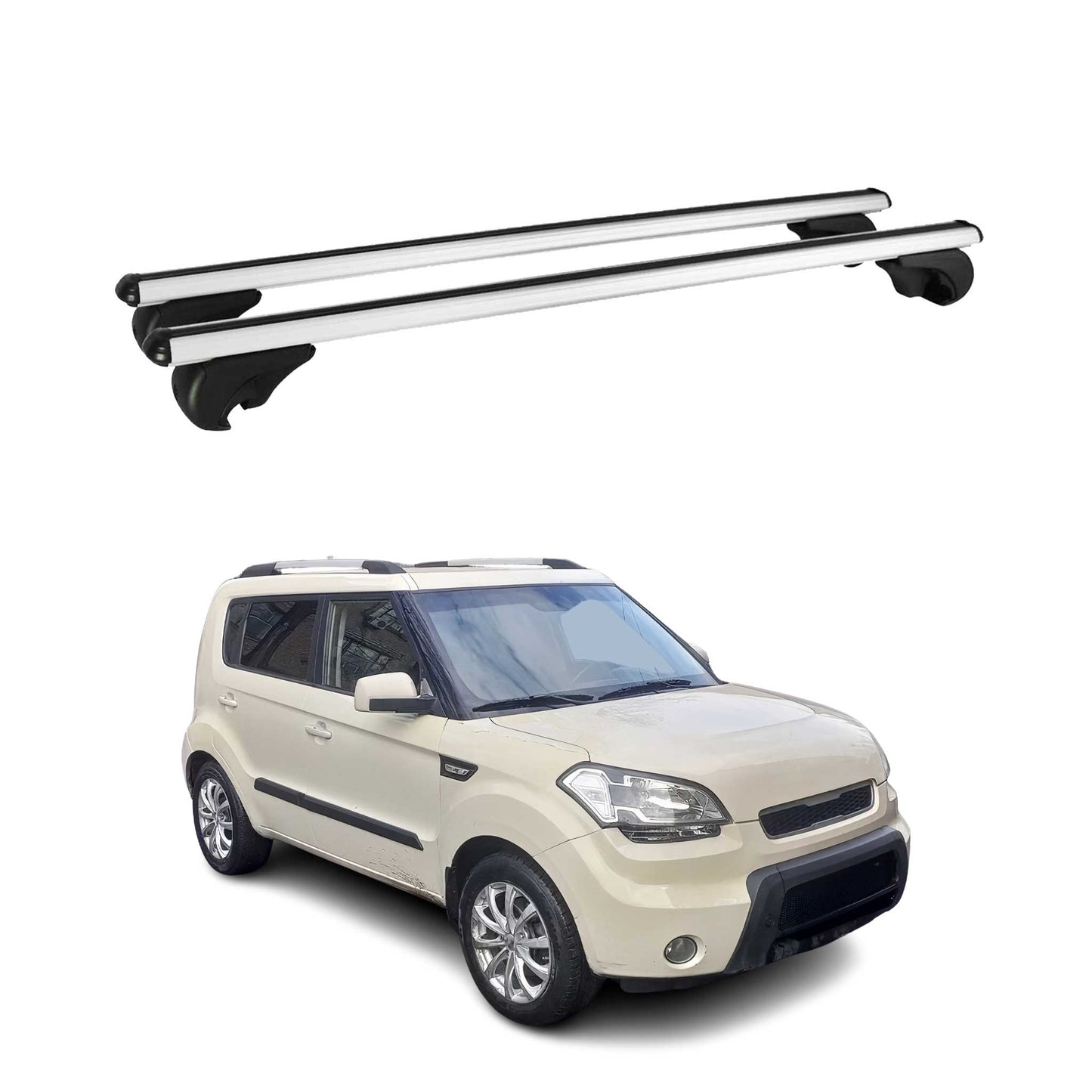 Portbagaj de plafon pentru Kia Soul 2008-2013 75kg aluminiu argintiu 2 buc