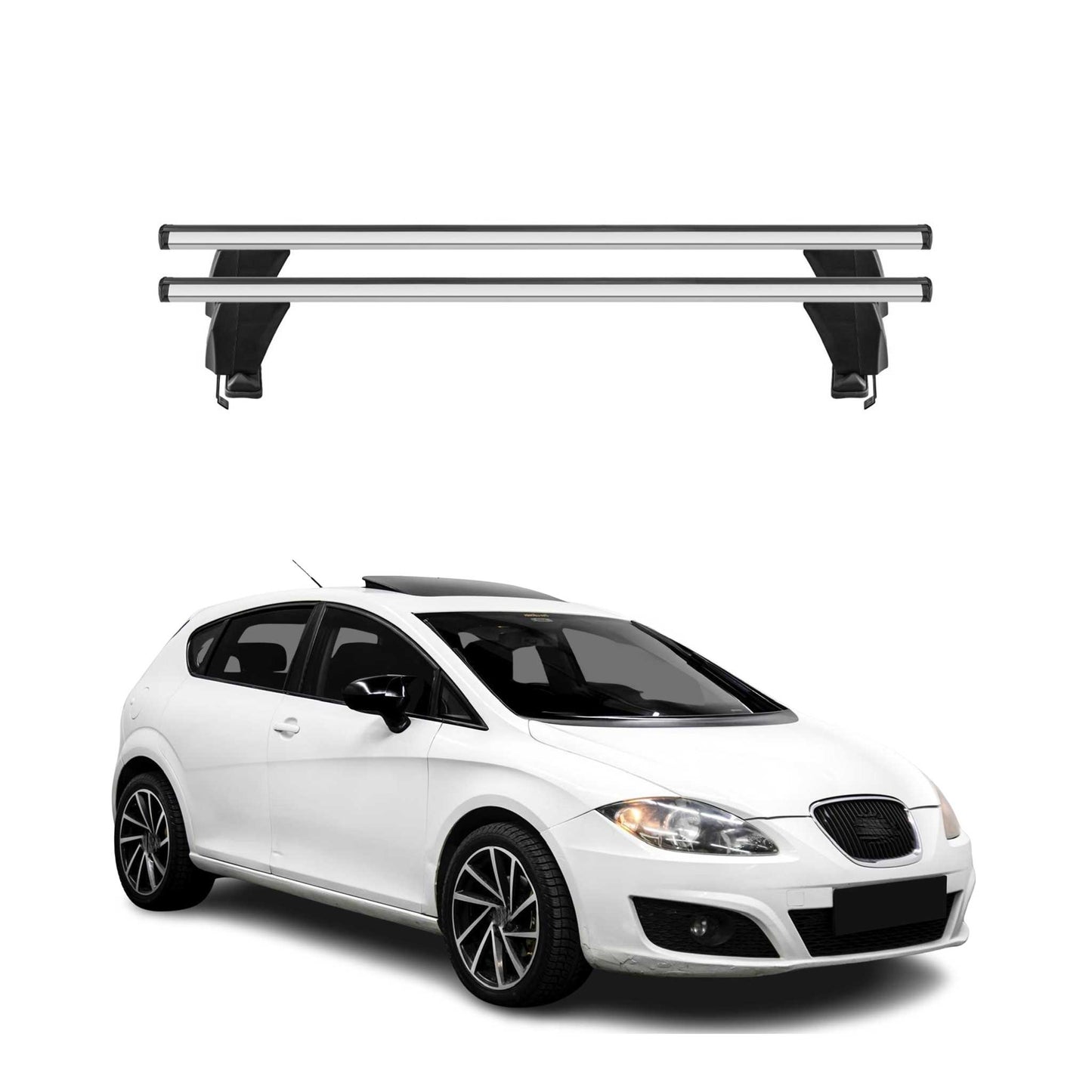 Menabo Dachträger Grundtäger für Seat Leon mk2 2009-2012 FL 50kg Alu Silber 2x