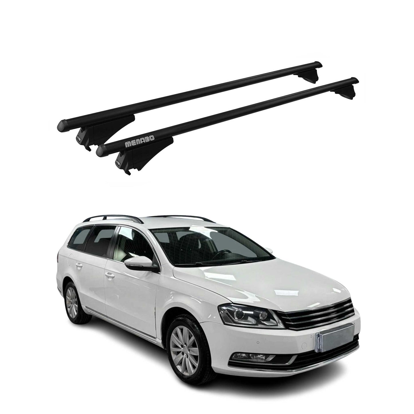Menabo Dachträger für VW Passat Alltrack B7 2012-2014 75kg Alu Schwarz 2tlg