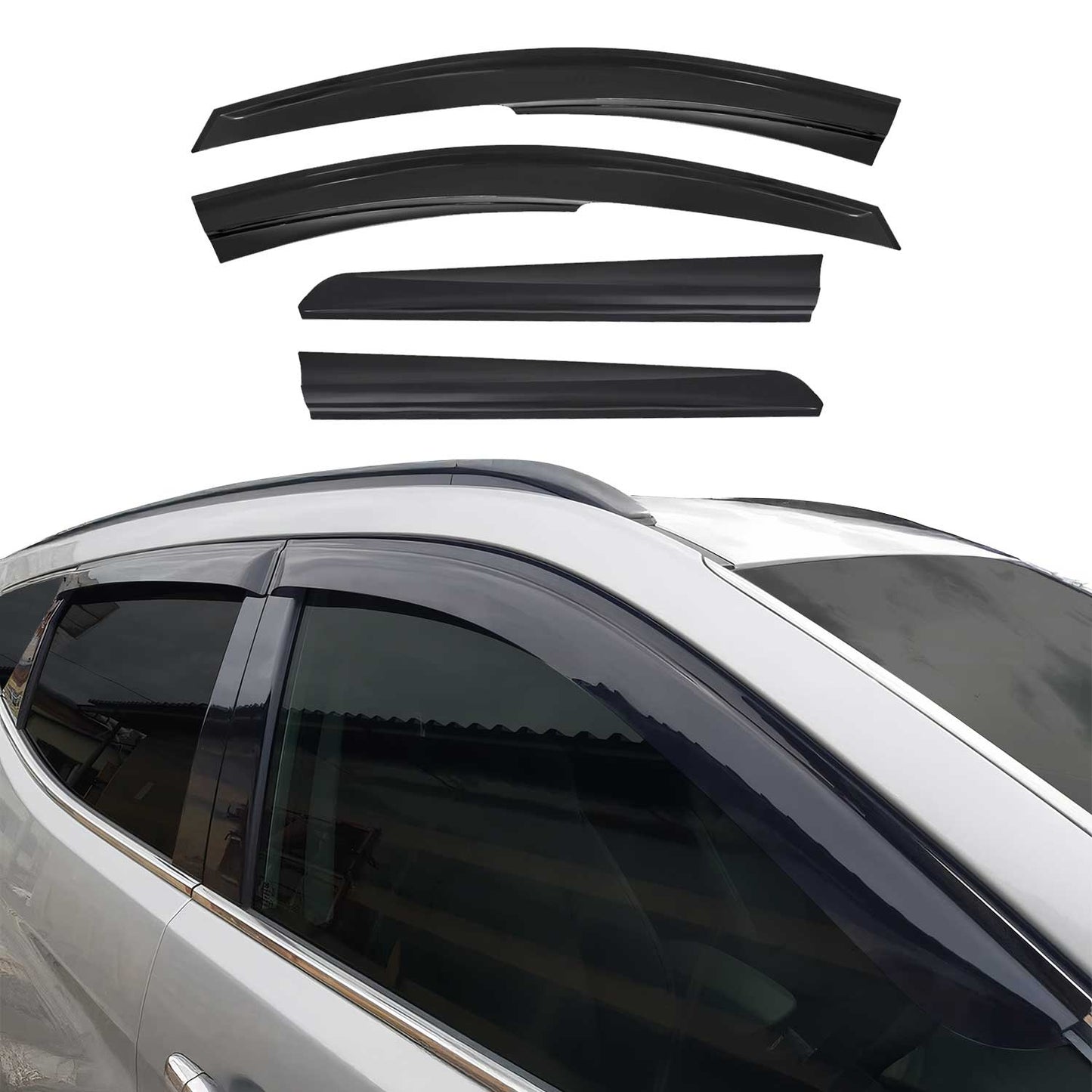 4x Deflectoare de vânt, deflectoare de ploaie pentru Dacia Duster 2010-2017, acrilice, închise la culoare