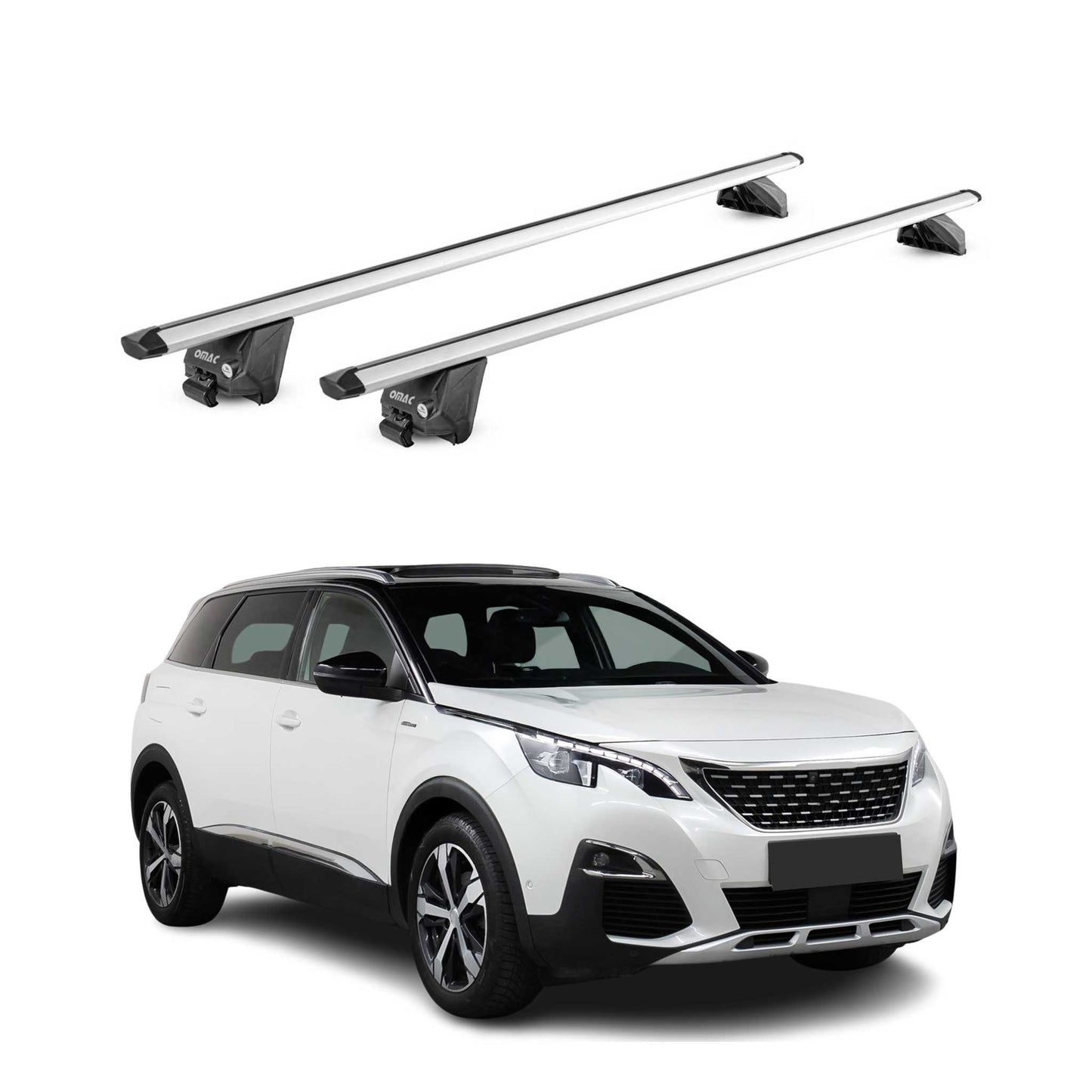 Dachträger Grundtäger für Peugeot 5008 mk2 2017-2024 100kg Alu Silber 2tlg ABE