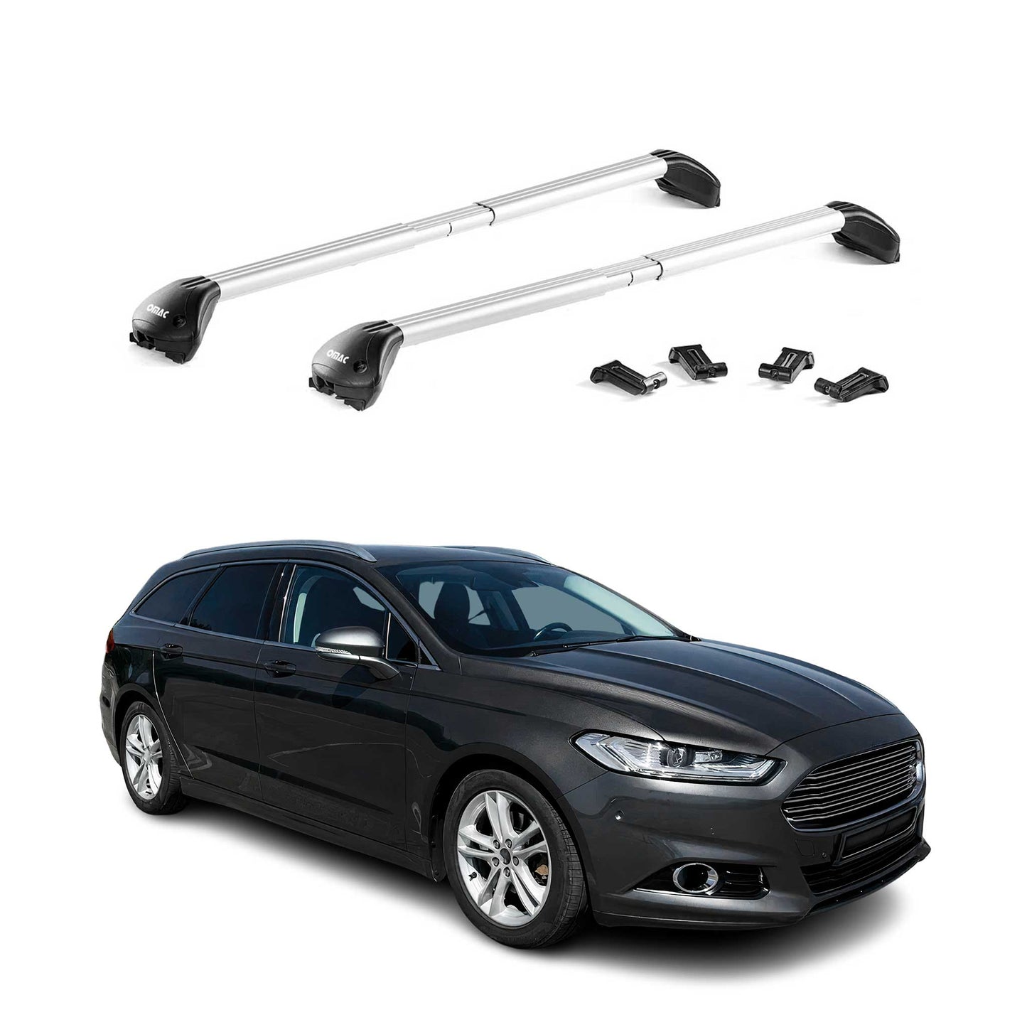 Dachträger Grundtäger für Ford Mondeo Kombi 2014-2022 100kg Alu Silber 2 tlg ABE