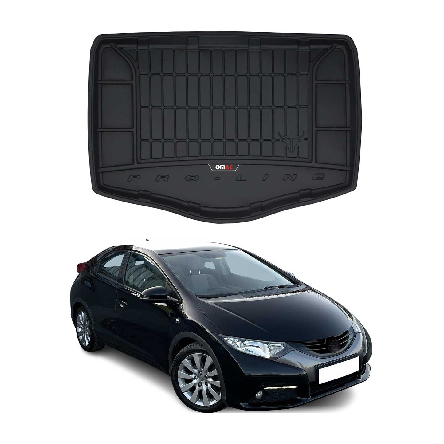 Gumowa wykładzina bagażnika OMAC do Hondy Civic Hatchback 2012-2015 TPE w kolorze czarnym