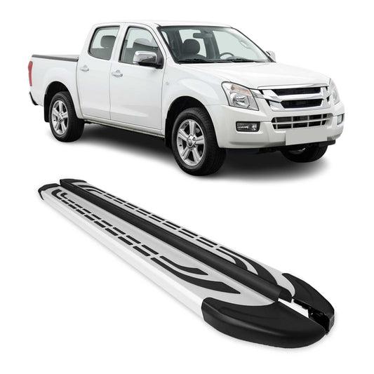 Trittbretter Seitenschweller für Isuzu D-Max DoubleCab 2002-2012 Alu Grau