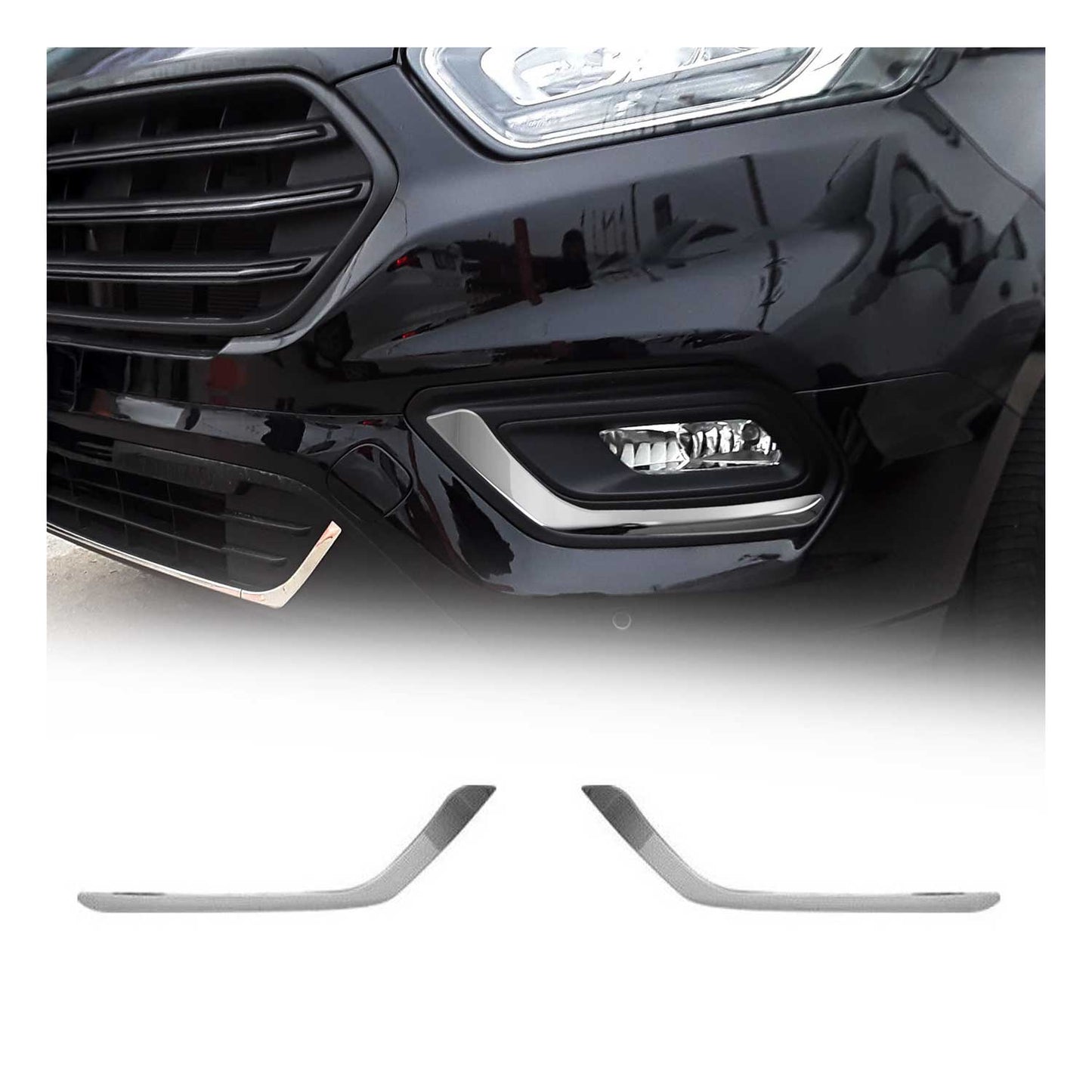 Nebelscheinwerfer Rahmen Umrandung für Ford Transit Tourneo Custom Edelstahl 2x