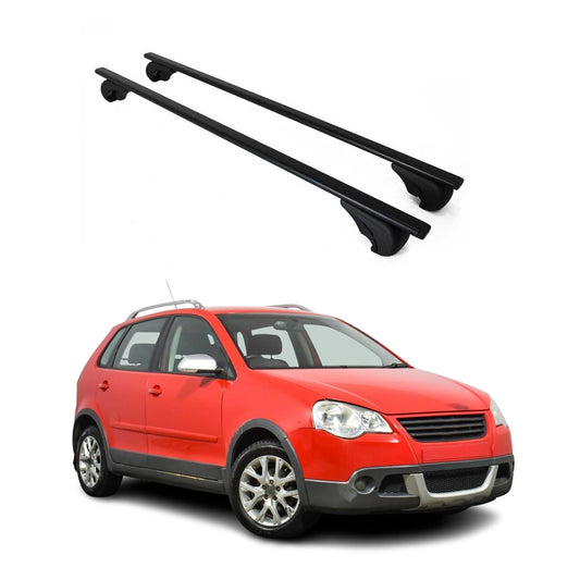 Dachträger Grundtäger für VW Polo 2002-2009 75kg Metall Schwarz 2 tlg
