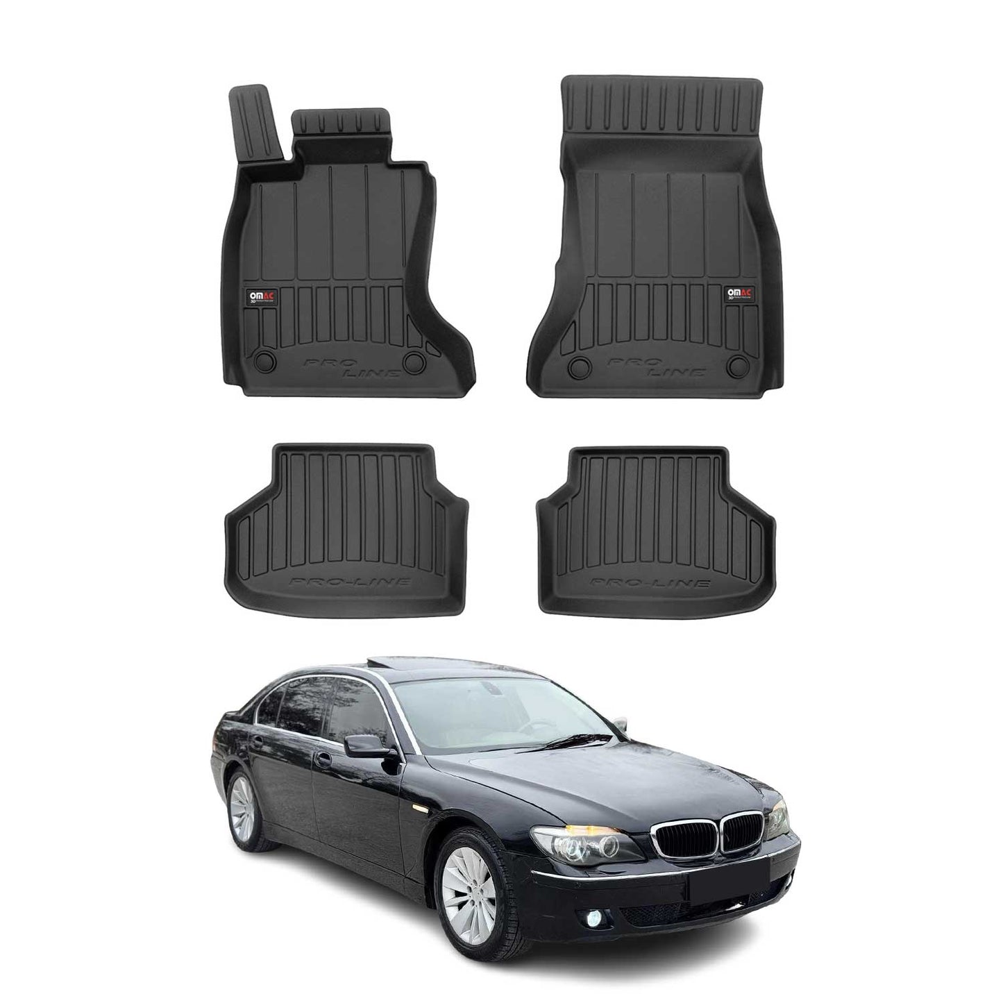 Covorașe auto TPE negre pentru BMW Seria 7 F01 2008-2015, set 4 piese