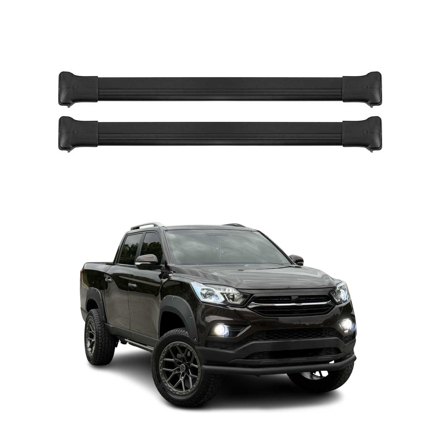 Portbagaj de plafon pentru Ssangyong Grand Musso 2018-2025 75kg aluminiu negru 2 piese