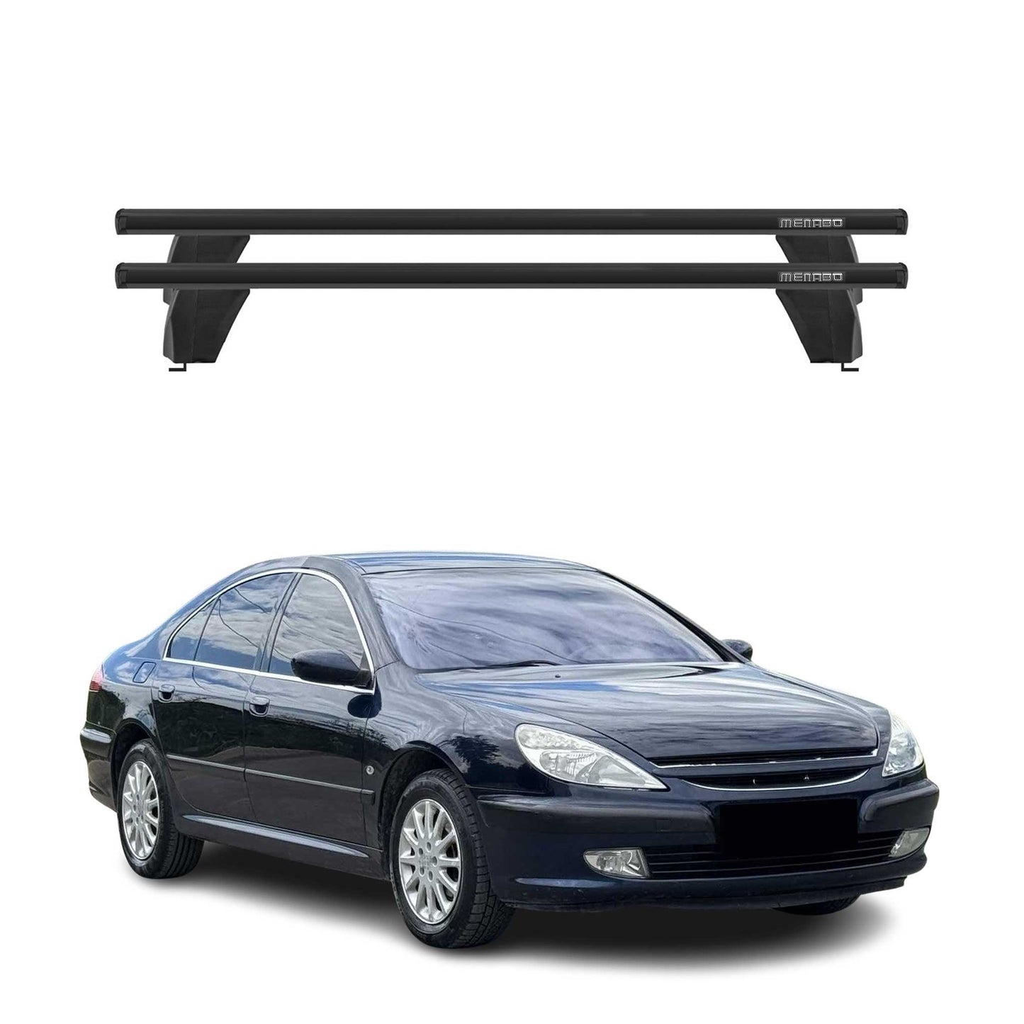 Menabo Dachträger Grundtäger für Peugeot 607 2000-2005 Pre-FL 75kg Alu Schwarz