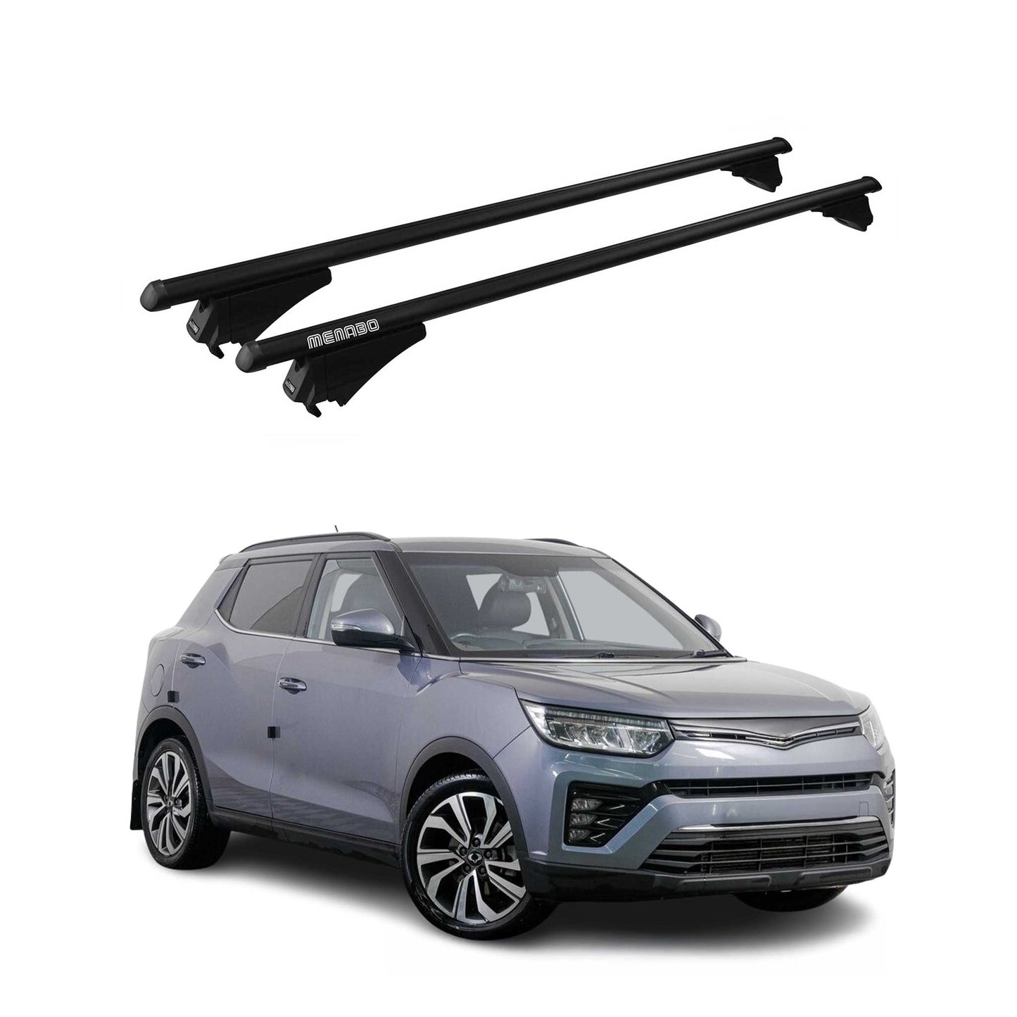 Menabo Dachträger Grundtäger für SsangYong Tivoli 2015-2020 75kg Alu Schwarz 2x