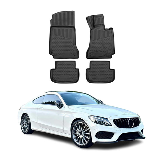 Floor Mats Fits For Mercedes C-Klasse 2014-2021 3D Molded All Weather Black Rhd