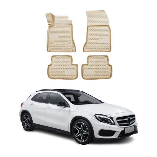 OMAC Gummimatten Fußmatten für Mercedes GLA Klasse 2013-2025 TPE Matten Beige 4x