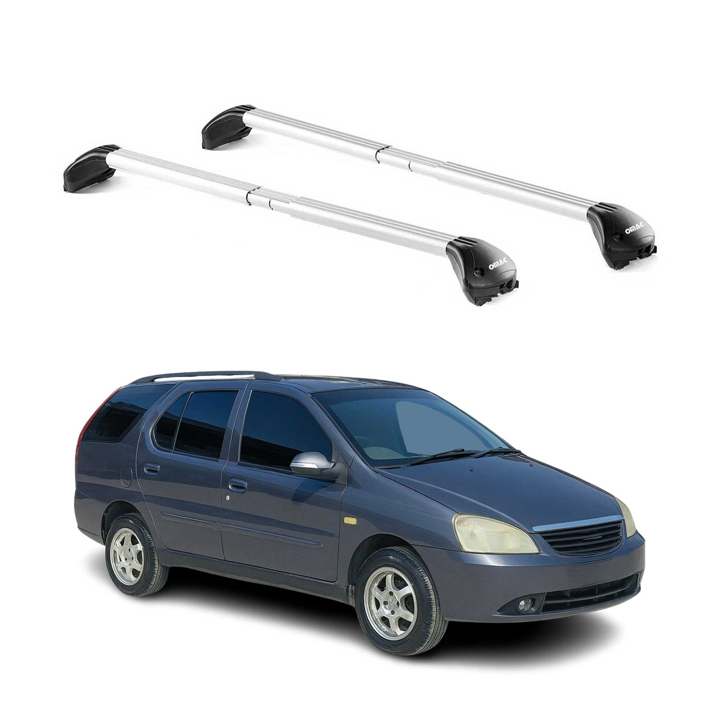 Bară portbagaj plafon pentru Tata Indigo mk1 station wagon 2002-2006 5 uși 100kg aluminiu argintiu 2x ABE