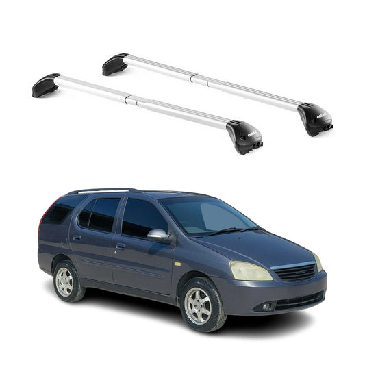 Bară portbagaj plafon pentru Tata Indigo mk1 station wagon 2002-2006 5 uși 100kg aluminiu argintiu 2x ABE