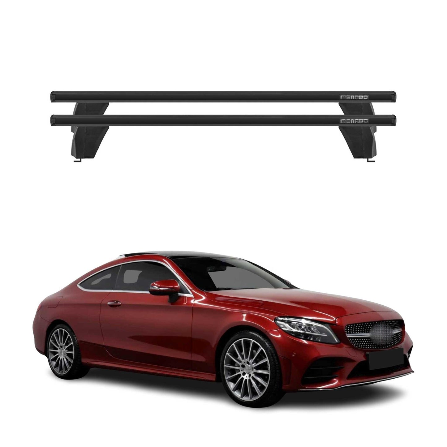 Menabo Dachträger für Mercedes C Klasse C205 Coupe 2016-2023 75kg Alu Schwarz 2x