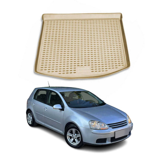 Kofferraummatte Kofferraumwanne für VW Golf 2003-2009 Schrägheck Gummi TPE Beige