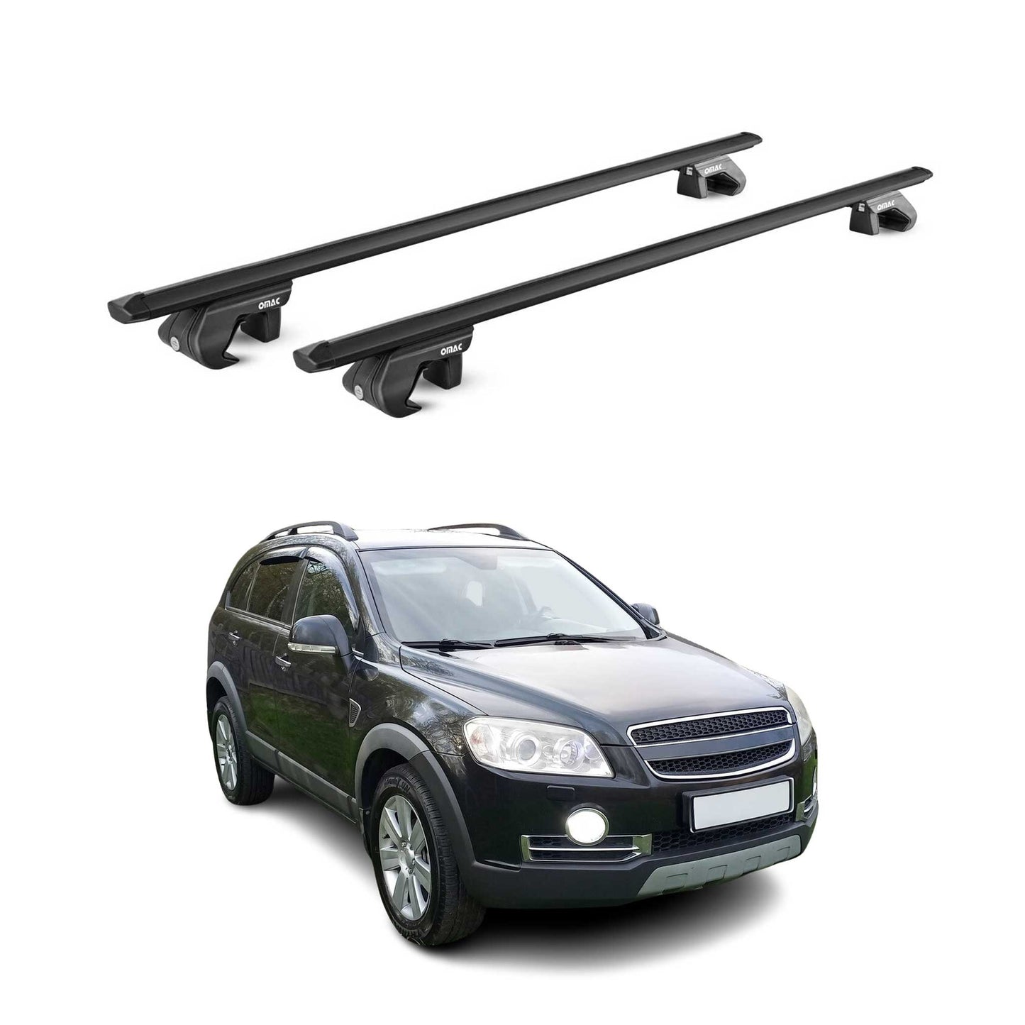 Portbagaj de plafon pentru Chevrolet Captiva 2006-2016 90kg aluminiu negru 2 piese ABE