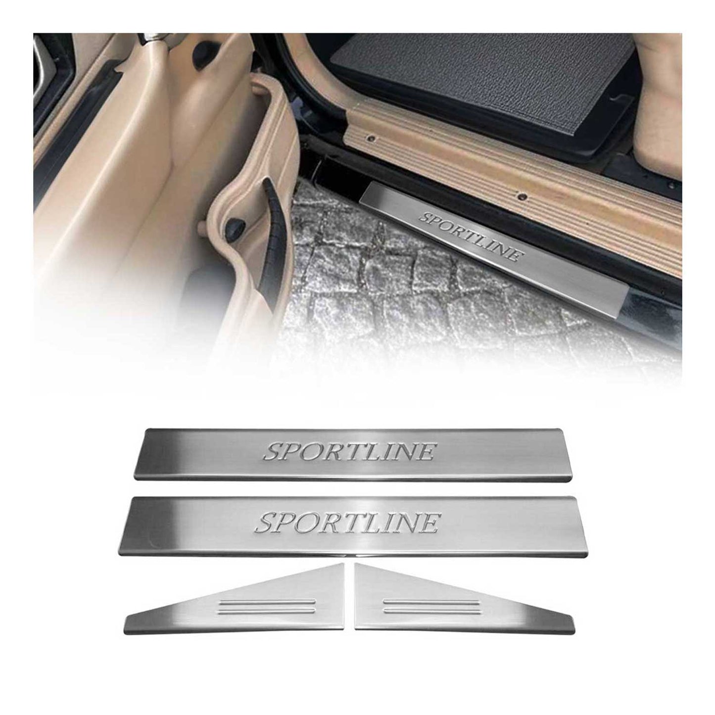 Protecții prag uși pentru Land Rover Freelander 2006-2014, oțel inoxidabil, set 4 piese