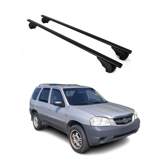 Portbagaj de plafon pentru Mazda Tribute 2001-2007 75kg, negru metalic, 2 buc.