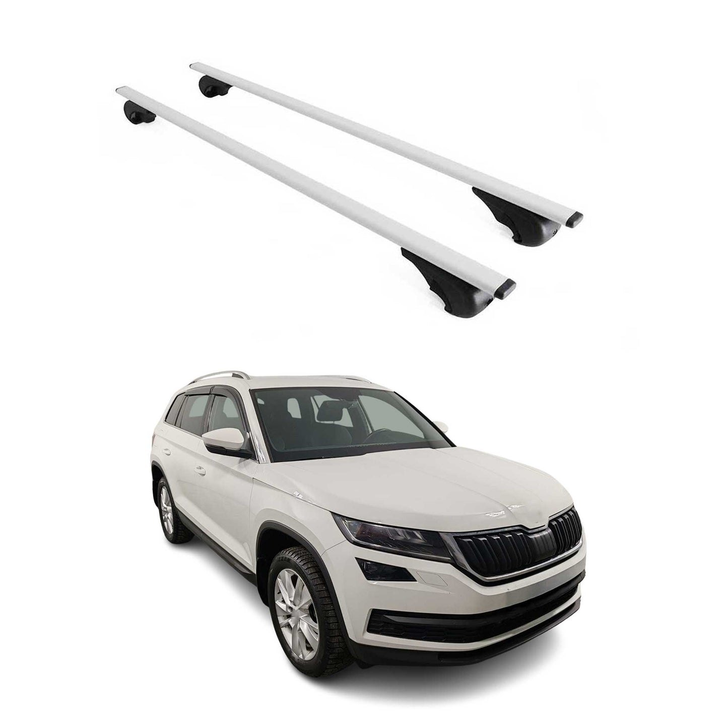 Portbagaj de plafon pentru Skoda Kodiaq 2016-2024 75kg metal argintiu 2 buc