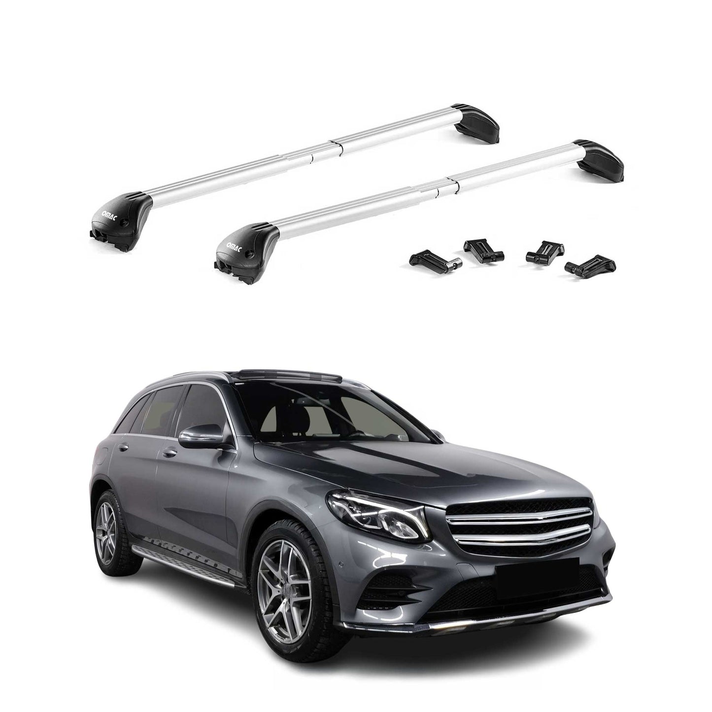 Dachträger Grundtäger für Mercedes GLC X253 2015-2022 100kg Alu Silber 2x ABE