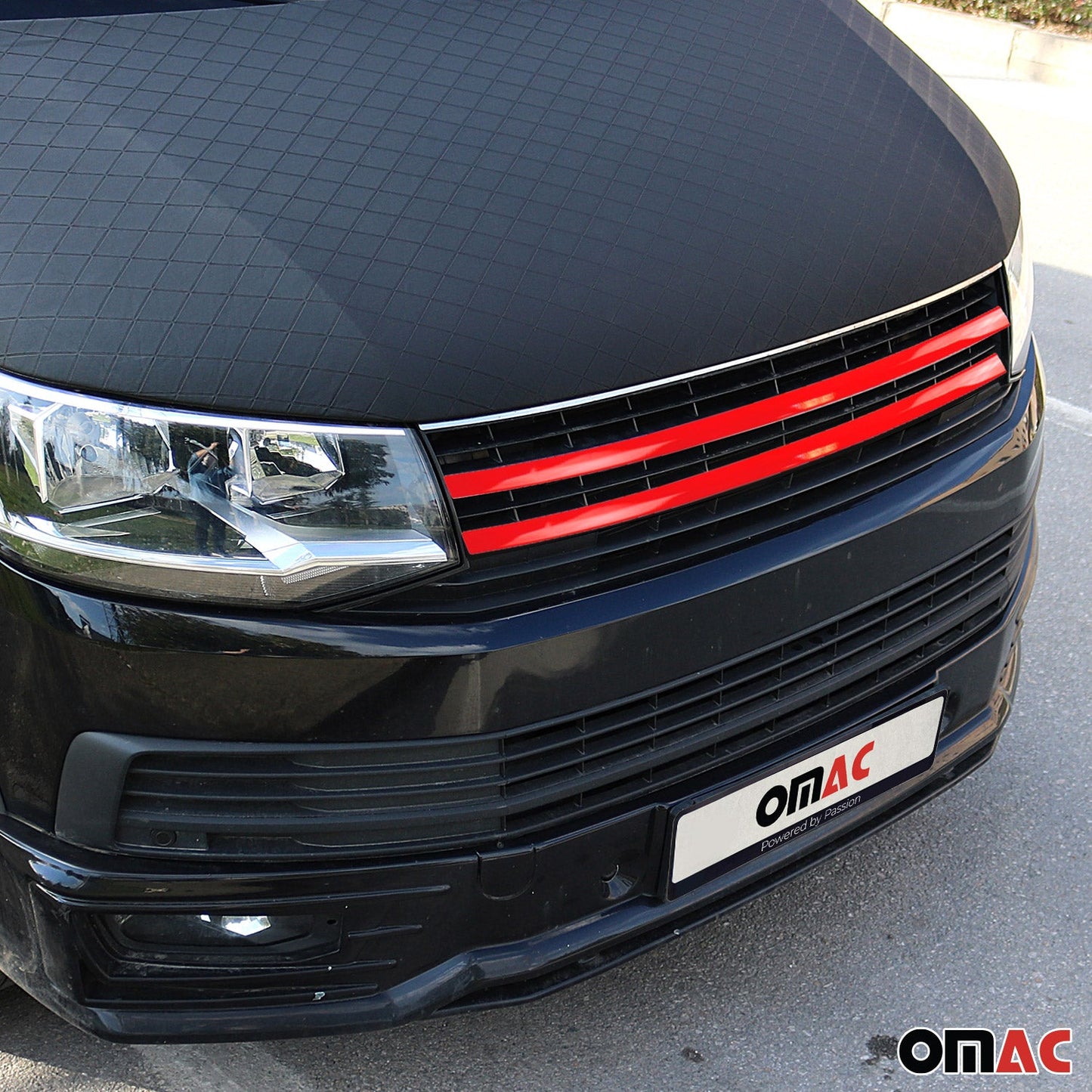 Kühlergrill Leiste Grillleisten für VW T6 Transporter 2015-2019 Edelstahl Rot 2x