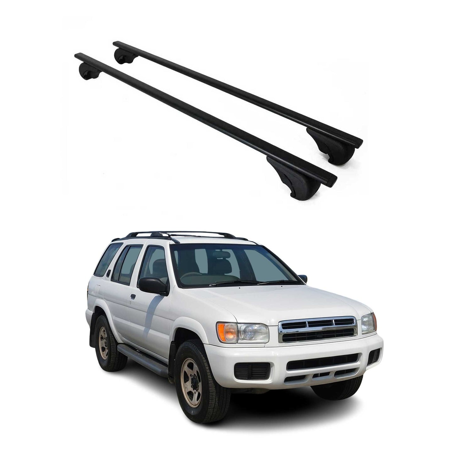 Portbagaj de plafon pentru Nissan Pathfinder 1996-2004 75kg, negru metalic, 2 buc.