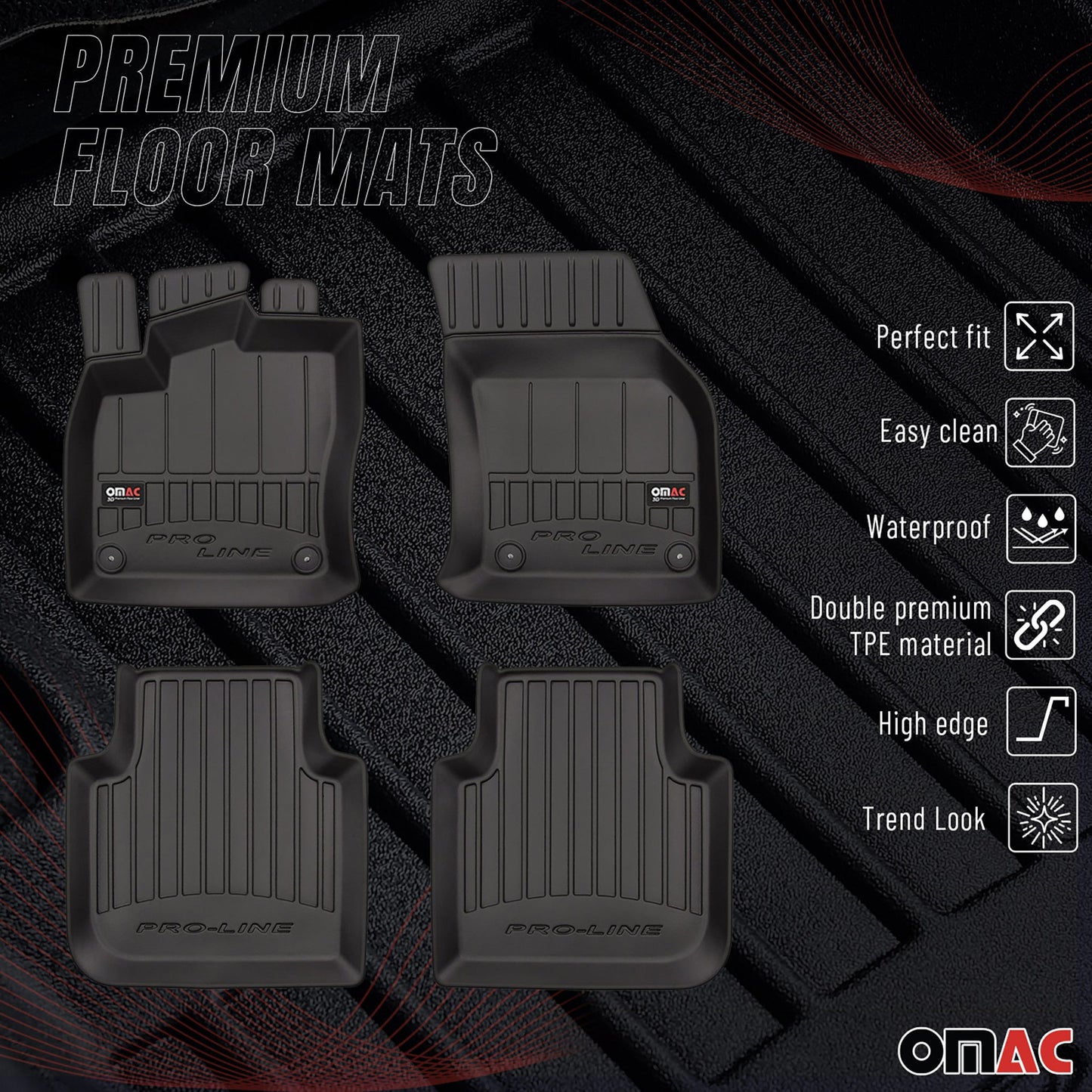 2016-2025 Skoda Kodiaq Fußmatten TPE Schwarz 4 tlg