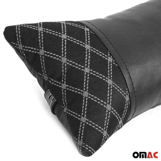 Pernă auto pentru tetieră, suport pentru gât, textil și piele, negru, 8x30 cm