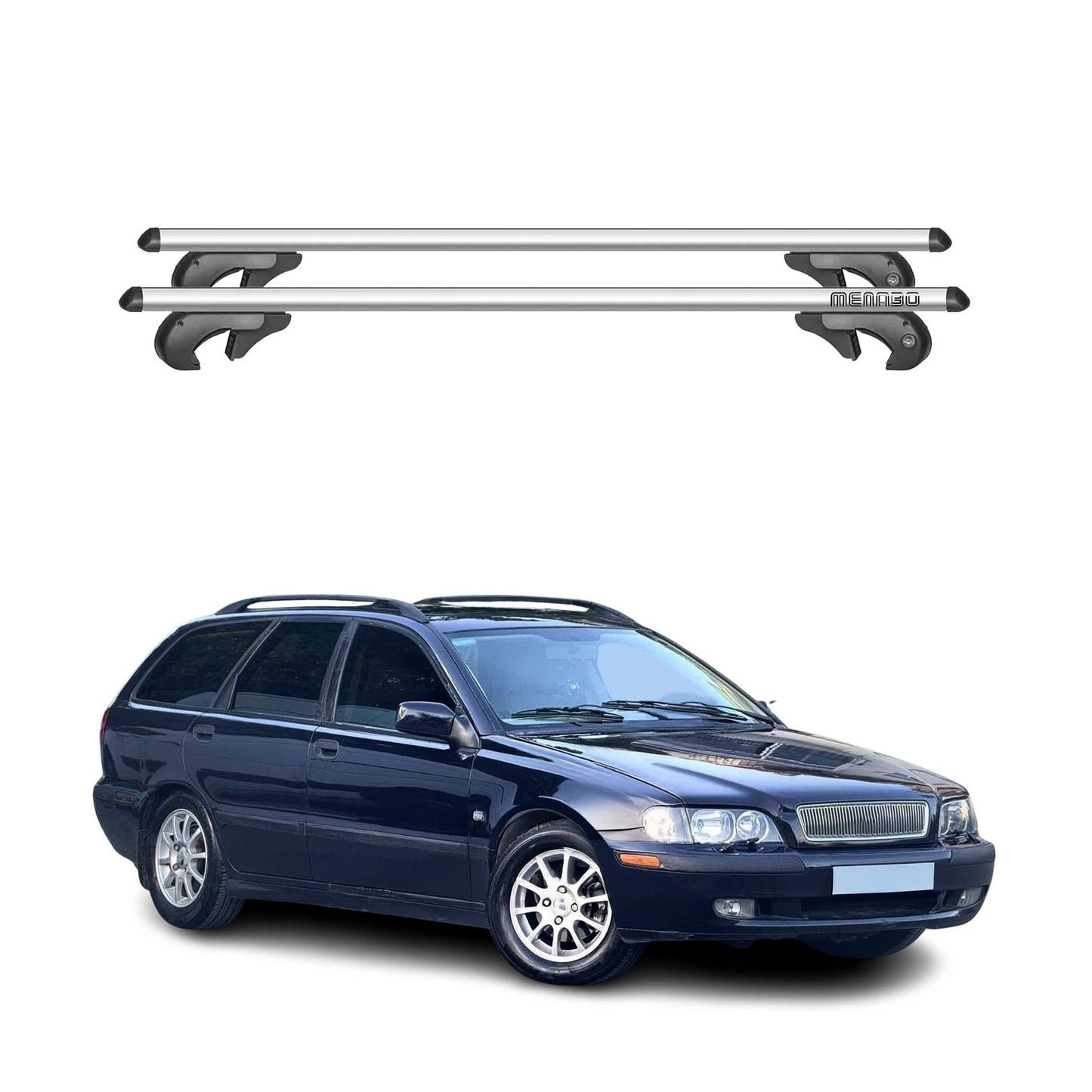 Menabo Dachträger Grundtäger für Volvo V40 1995-2012 90kg Aluminium Silber 2 tlg