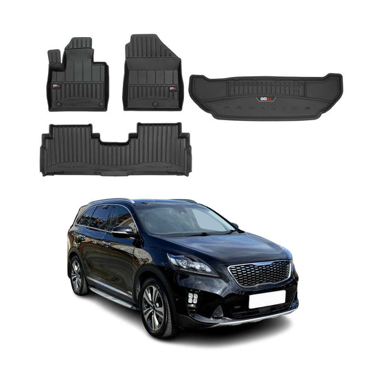 OMAC Fußmatten & Kofferraumwanne Set für Kia Sorento 2015-2025 Gummi Schwarz 4x