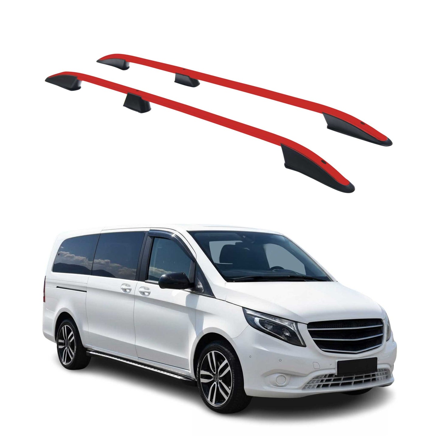 Bare de plafon/portbagaj plafon pentru Mercedes Vito Viano W639 W447 Extra L3 lungi, roșu