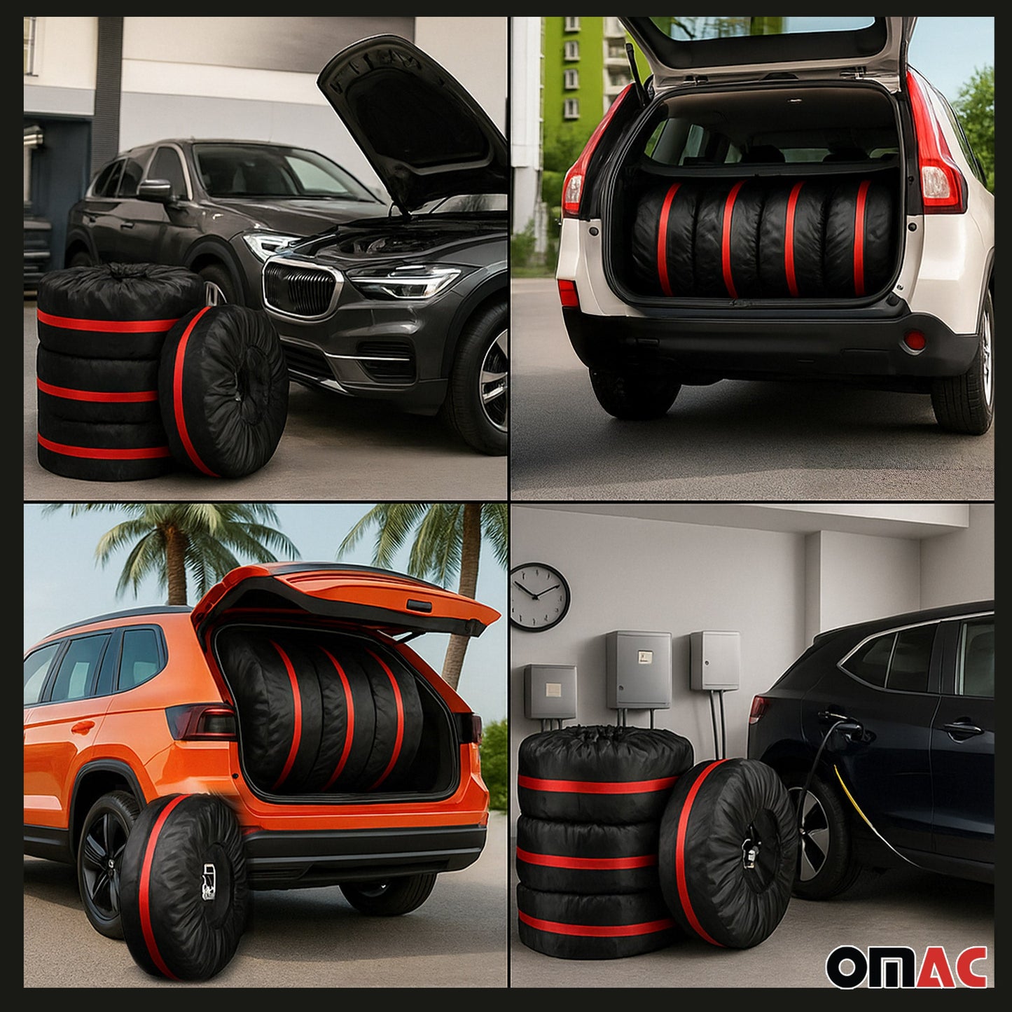 Reifentaschen Set Schutzhülle Reifenhülle 4 teilig für 14" bis 17" Felgen Tasche