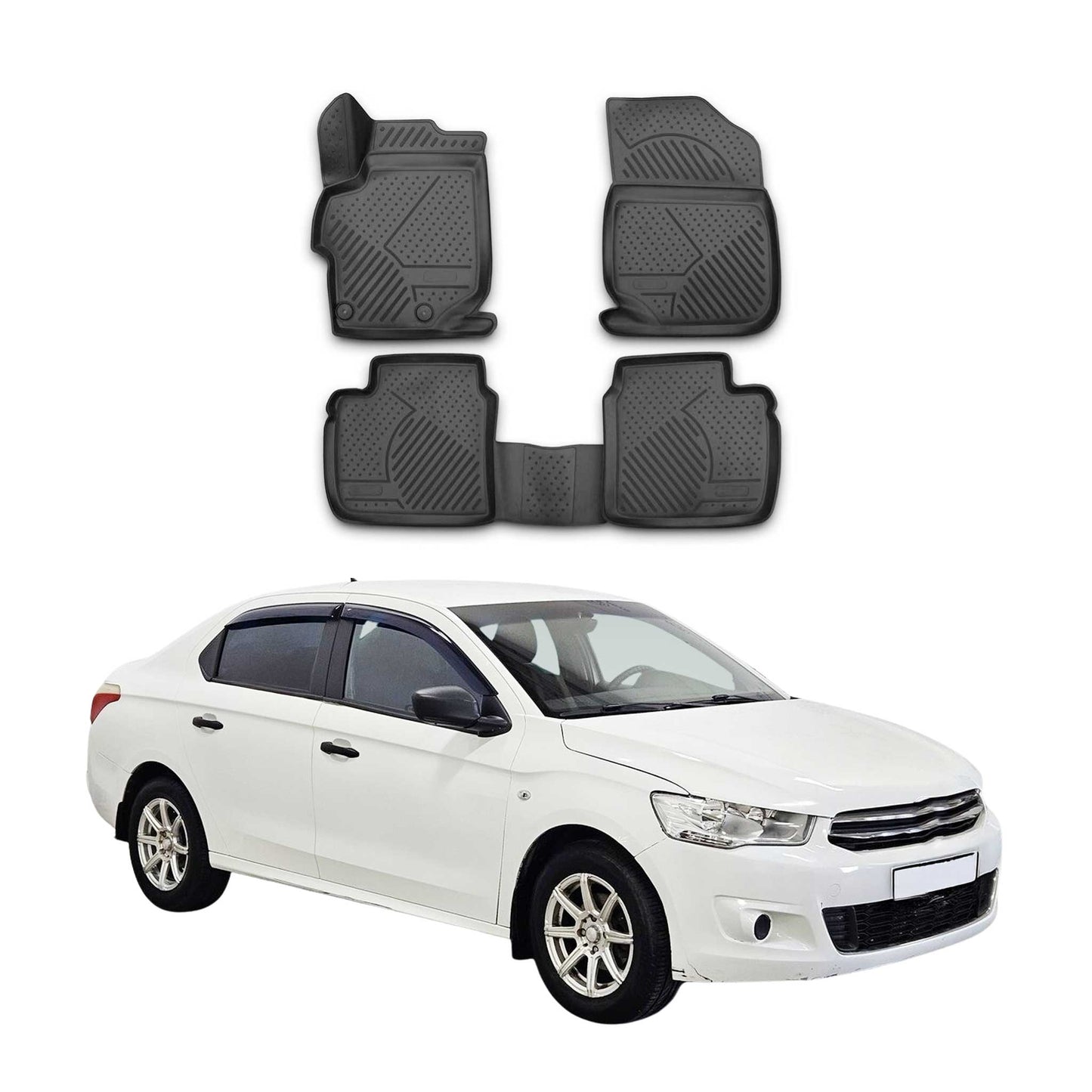 2012-2021 Citroen C-Elysee Fußmatten TPE Schwarz 4 tlg