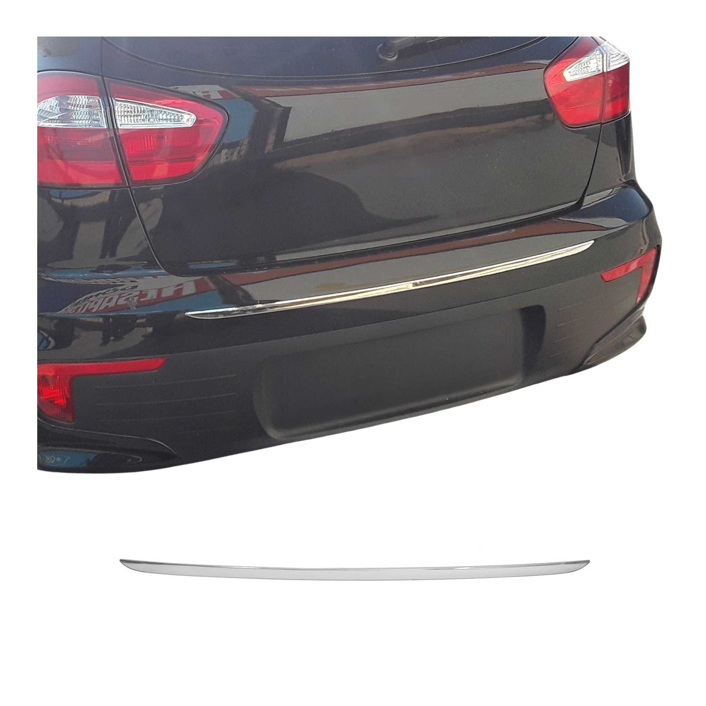 Bandă decorativă portbagaj, bandă decorativă spate pentru Kia Rio 5 uși 2007-2023, oțel inoxidabil cromat