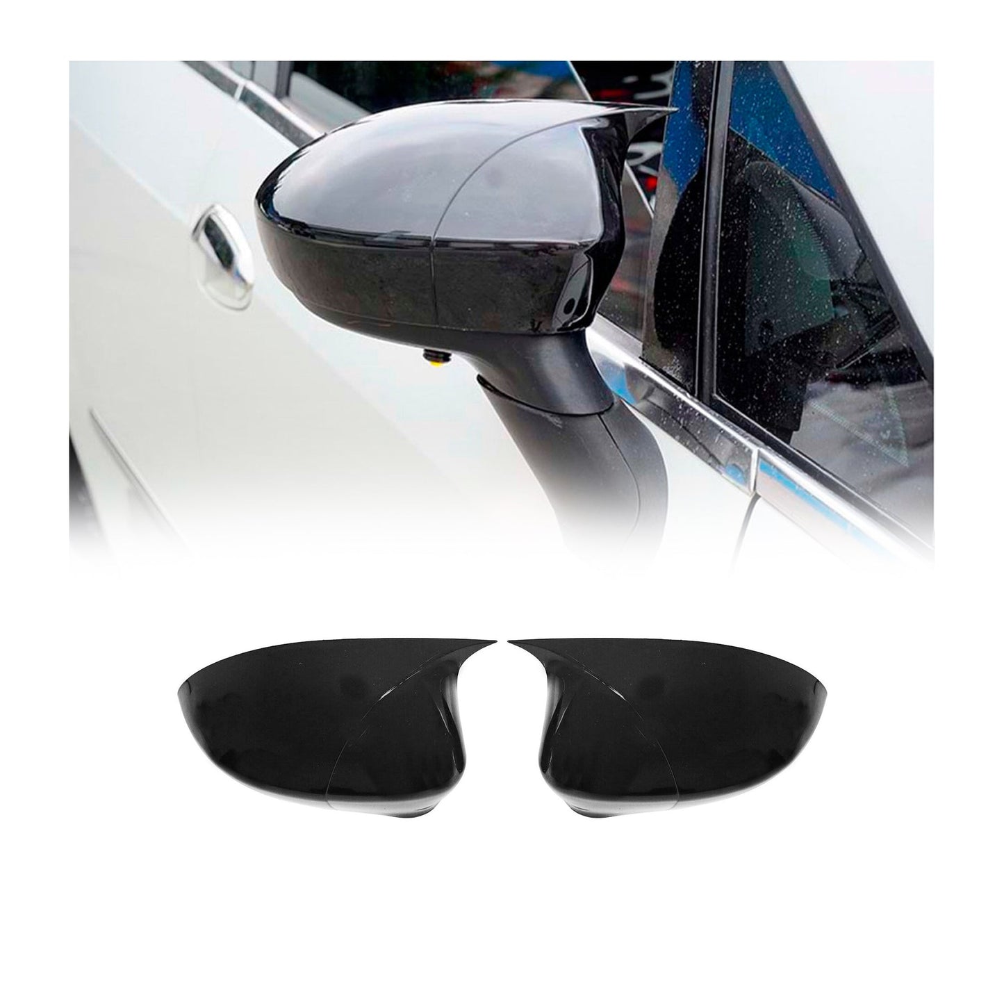 Spiegelkappen Spiegelabdeckung für Fiat Punto 2012-2018 ABS Schwarz Glanz 2tlg
