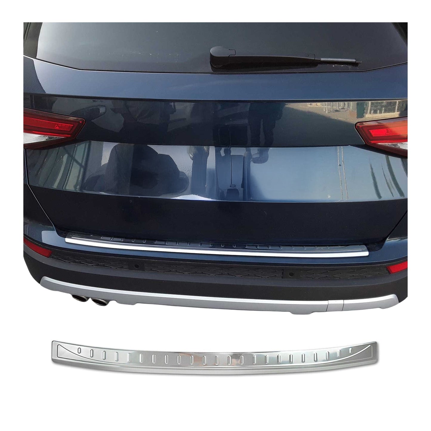 Osłona progu załadunkowego/osłona zderzaka do Seata Ateca 2016-2025, stal nierdzewna, srebrna